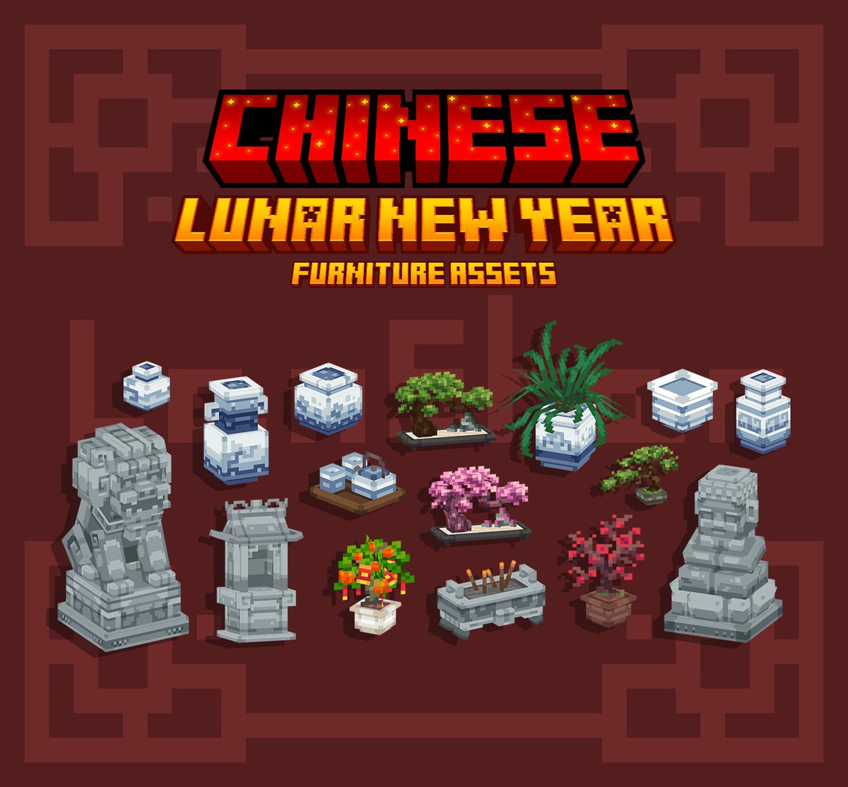🪭New Lunar New year Products Drop！
🌸Decorate your minecraft with these furniture！

🛒Store web：
mcmodels.net/vendors/182/ch…

 #minecraft #Minecraftmodel #Blockbench #Pixelart #minecraftart #MinecraftMania #pixelart #cmlcreators