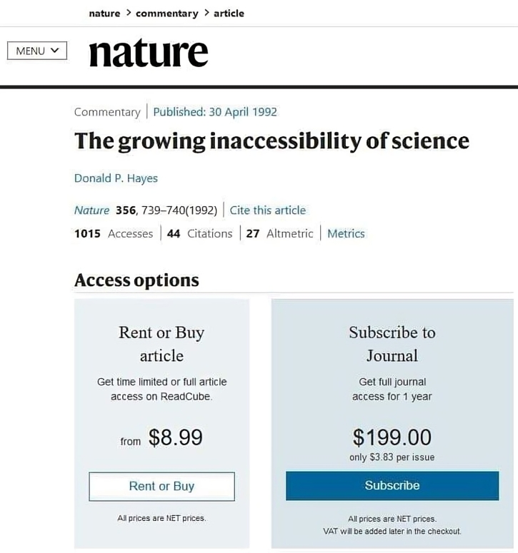 The growing inaccessibility of science.