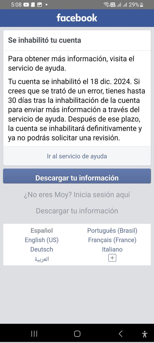 Moises_RuizDL's tweet photo. Ahora mismo lo que aparece en el Instagram deshabilitado.
@Meta @facebook
@instagram @WhatsApp
#deshabilitado
#MetaRespode https://t.co/7bJn3840Rt