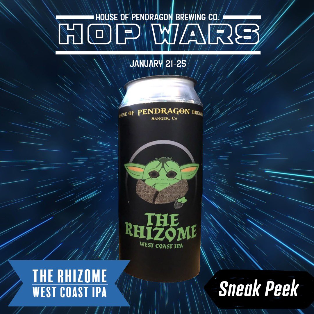 Tomorrow’s beer release! 🚨

The Rhizome - West Coast IPA ✨

Experience the force of the hops! Crisp, clean, and packed with bold hop dankness that’s out of this world. 🌌

Join us during HoP Wars (Jan 21–25) to taste this hop rebellion before it embarks on its galactic journey