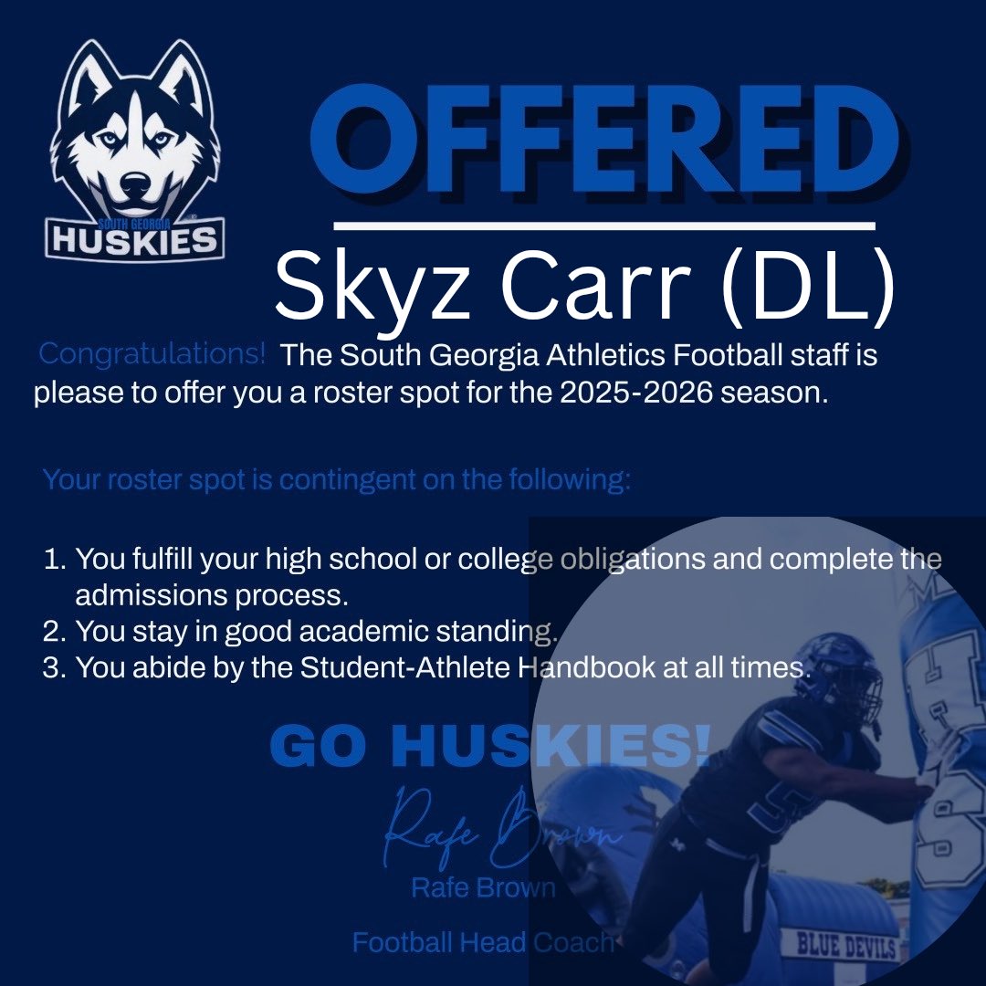 Skyz Carr (@skyz_carr) on Twitter photo Blessed to receive an offer from @southGeorgiaathletics <a href="/phaberkamp/">Patrick Haberkamp</a> <a href="/CoachZMayo/">Zach Mayo</a> <a href="/Mooresville_FB/">Mooresville Football</a> <a href="/Gm4Sports/">Greater Metro 4 Conference</a> Blessed to receive an offer from @southGeorgiaathletics <a href="/phaberkamp/">Patrick Haberkamp</a> <a href="/CoachZMayo/">Zach Mayo</a> <a href="/Mooresville_FB/">Mooresville Football</a> <a href="/Gm4Sports/">Greater Metro 4 Conference</a>