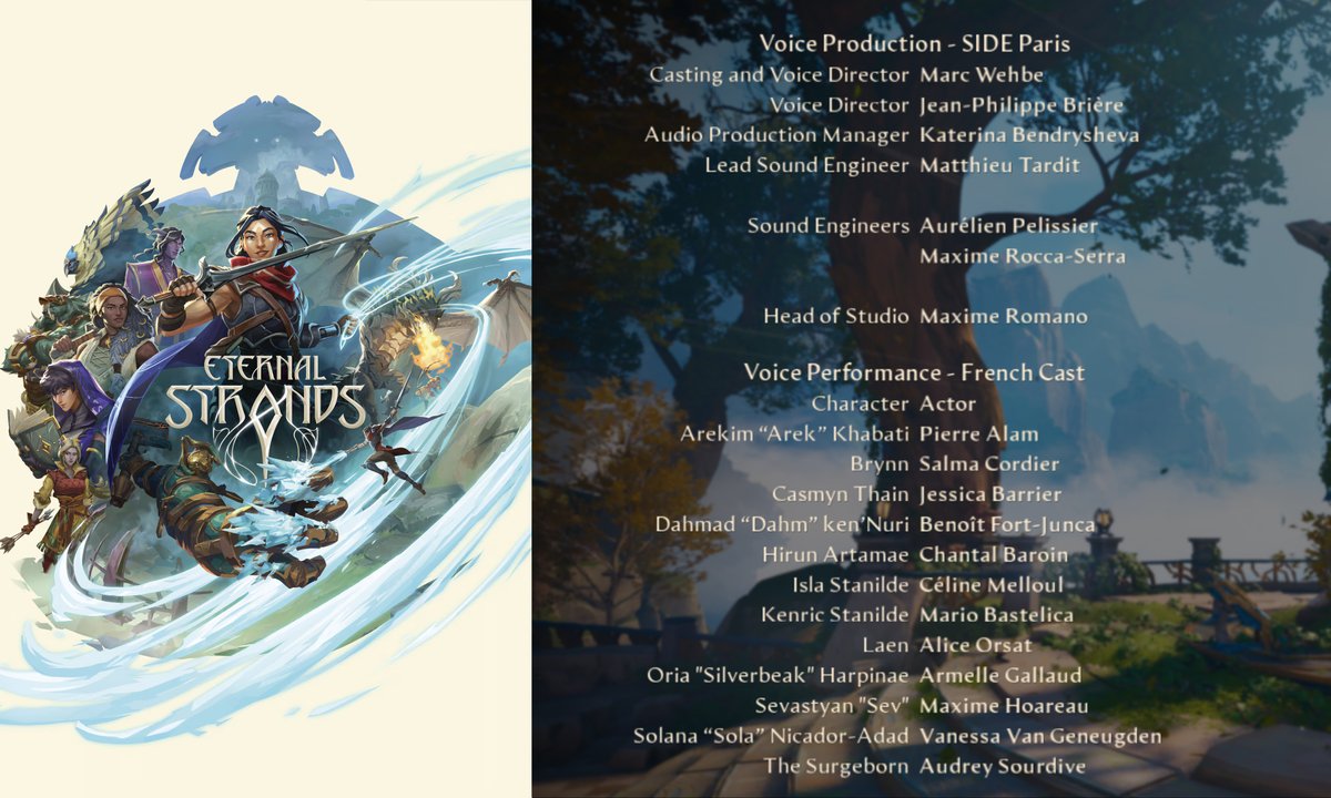 Carton de doublage du jeu vidéo "Eternal Strands" dirigé par <a href="/KemarWable/">Marc Wehbe</a> et Jean-Philippe Brière

Avec <a href="/Benoit_Fort/">Benoît Fort-Junca</a> <a href="/AliceOrsat/">Alice Orsat</a> et <a href="/Audrey_Sourdive/">Audrey Sourdive</a>