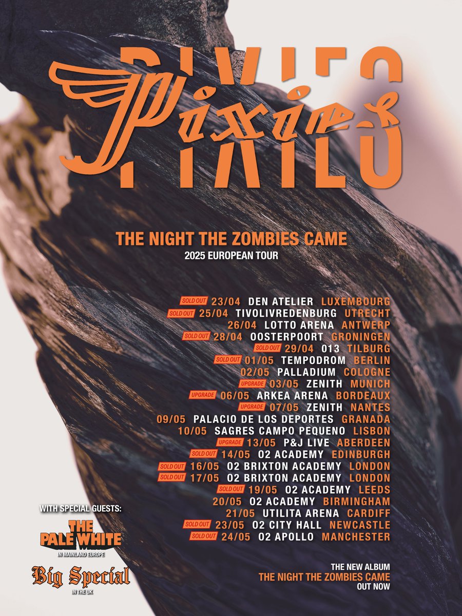 PIXIES (@pixies) on Twitter photo Hey Europe...
We return this Spring and are pleased to announce two great bands who will be joining us at the shows:
🇪🇺 @ThePaleWhite at all mainland Europe shows
🇬🇧 <a href="/BIGSPECIAL_/">BIG SPECIAL</a> at all UK shows
Find last remaining tickets here: bnds.us/ziwfqx Hey Europe...
We return this Spring and are pleased to announce two great bands who will be joining us at the shows:
🇪🇺 @ThePaleWhite at all mainland Europe shows
🇬🇧 <a href="/BIGSPECIAL_/">BIG SPECIAL</a> at all UK shows
Find last remaining tickets here: bnds.us/ziwfqx