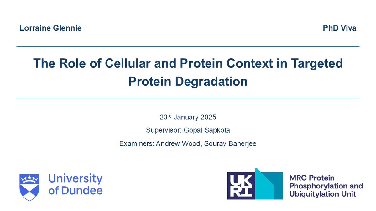 MRC PPU (@mrcppu) on Twitter photo Best of luck today to <a href="/LorraineGlennie/">Lorraine Glennie</a> of the Sapkota lab, defending her PhD thesis 'The Role of Cellular and Protein Context in Targeted Protein Degradation' ppu.mrc.ac.uk/research/lab-m… #Dundee #PhDLife Best of luck today to <a href="/LorraineGlennie/">Lorraine Glennie</a> of the Sapkota lab, defending her PhD thesis 'The Role of Cellular and Protein Context in Targeted Protein Degradation' ppu.mrc.ac.uk/research/lab-m… #Dundee #PhDLife