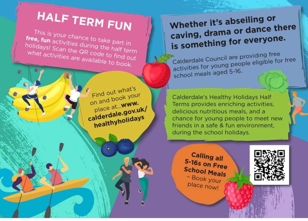 Healthy Holidays Calderdale Programme (@hafcalderdale) on Twitter photo 💥HALF TERM FUN💥
Places are now available to book for holiday schemes during February Half Term, book here:
healthyholidays.calderdale.gov.uk
Places are FREE to children eligible for benefits related free school meals.
<a href="/Calderdale/">Calderdale Council</a> <a href="/CalderdaleFound/">Community Foundation for Calderdale</a>
#HealthyHolidaysCalderdale 💥HALF TERM FUN💥
Places are now available to book for holiday schemes during February Half Term, book here:
healthyholidays.calderdale.gov.uk
Places are FREE to children eligible for benefits related free school meals.
<a href="/Calderdale/">Calderdale Council</a> <a href="/CalderdaleFound/">Community Foundation for Calderdale</a>
#HealthyHolidaysCalderdale