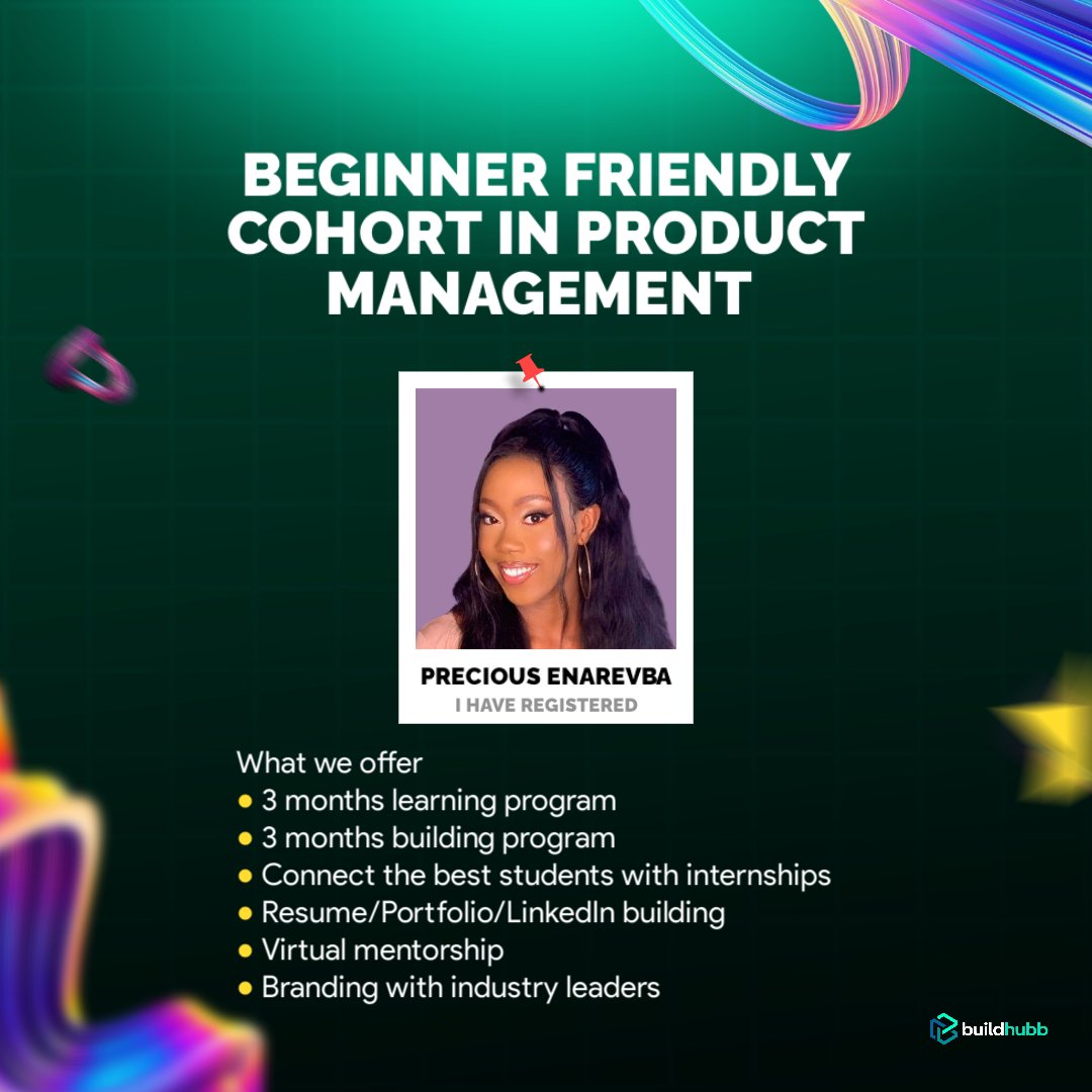 BuildHubb's tweet photo. Big moves start with small steps, and Precious Enarevba just took hers by joining our Beginner-Friendly Cohort in Product Management! 🚀

Are you ready to join the tribe and turn your ambitions into achievements?Let’s make it happen 

#Buildhubb #ProductManagement #CareerGrowth https://t.co/1UkKkPGk6D
