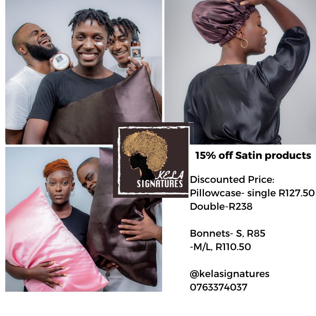 KelaSignatures's tweet photo. Satin for your skin and hair is always a great idea 😉

Colours available:
-Champagne
-Black 
-Brown
-Pink

*while stocks last* https://t.co/0CqHaKMMX6