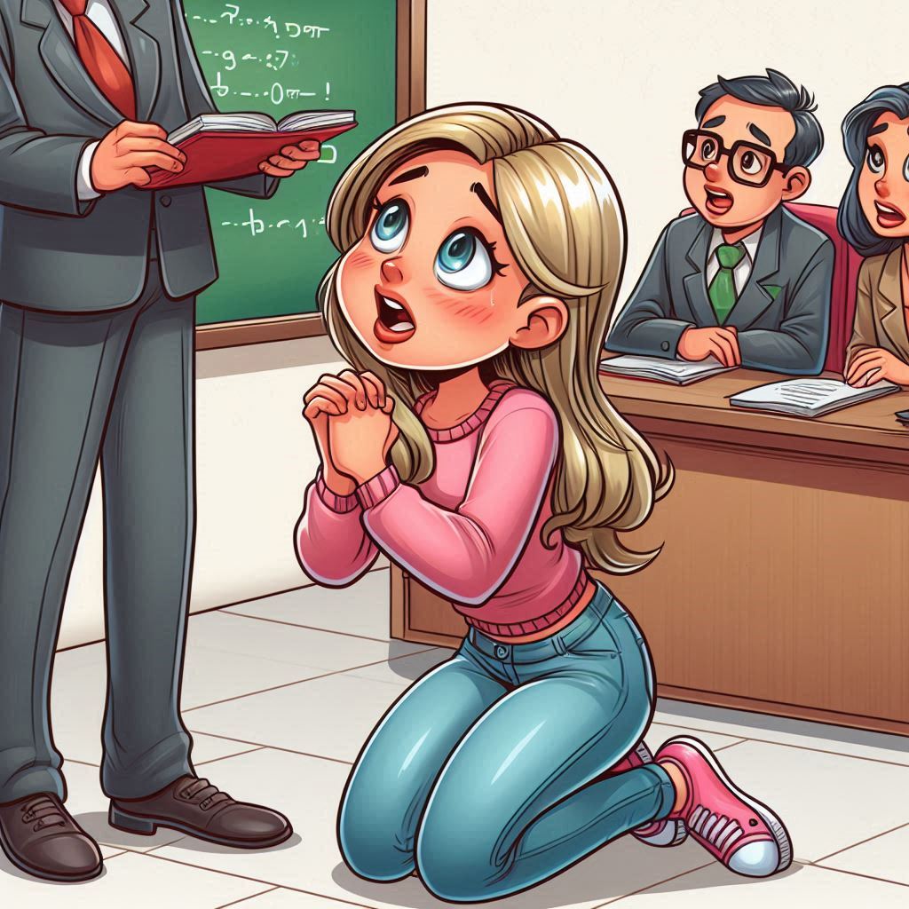 Sue continued to fawn over her lecturers hoping to sway them into keeping her on the course despite her struggles, but after her last failed test there really seemed no hope. This was her 7th attempt at completing a degree and was now running out of subjects to try!
#vss365 #fawn