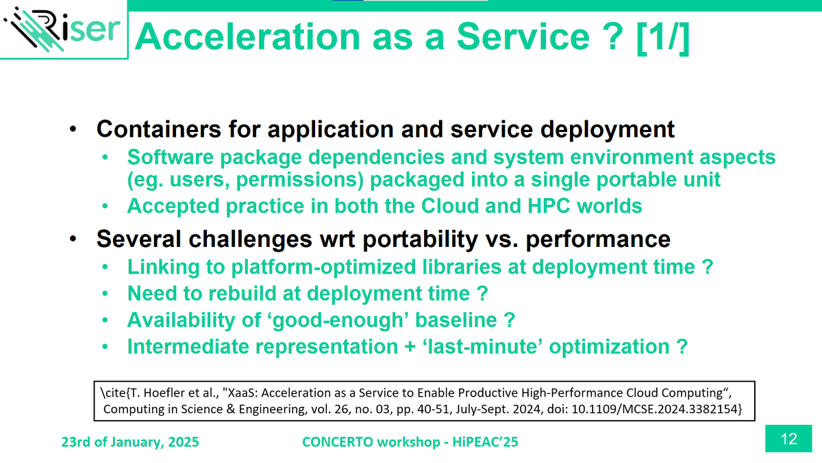 RiserProject's tweet photo. ⚡️More highlights from day 3 at #HiPEAC25. Project Coordinator Manolis Marazakis presented the RISER 'Acceleration Use Case' at the CONCERTO: Projects Cross-Synergy in Advancing Exascale Platforms and Quantum Computing workshop.
@ICS_FORTH, @BSC_CNS https://t.co/WyrSgJ1lOp