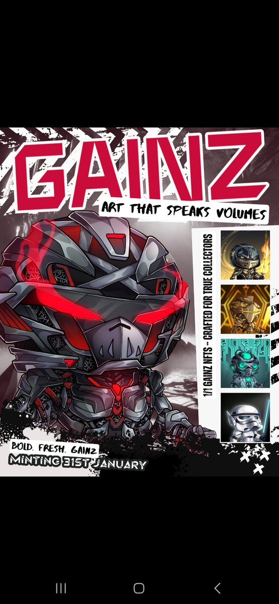 <a href="/GAINZNFTs/">GAINZ</a> This artwork is epic, 8 days too go too mint day, exciting times