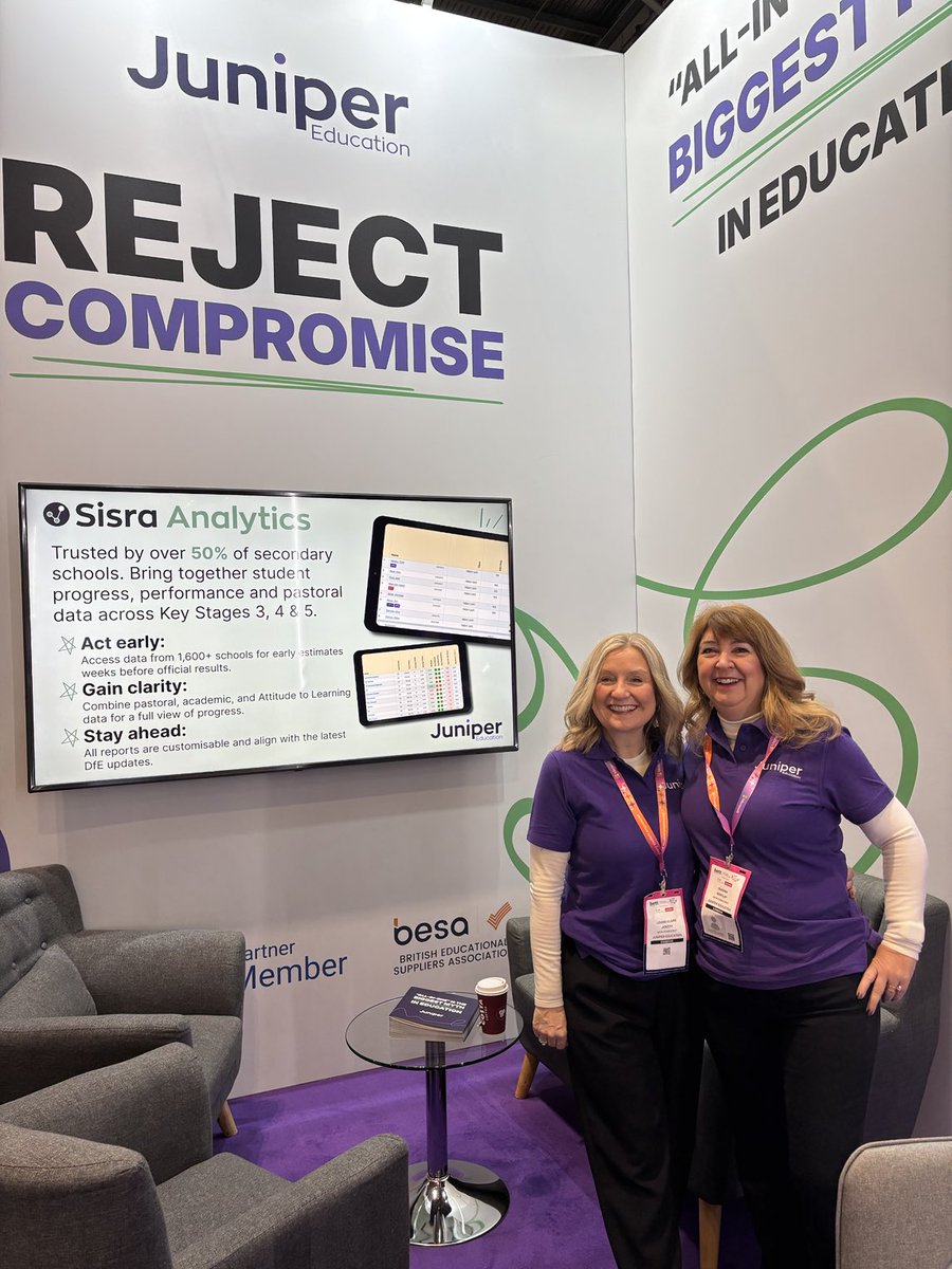 Looking forward to a busy day 2 ⁦<a href="/Bett_show/">Bett Global</a>⁩. Pop along and see ⁦<a href="/SandraSisra/">Sandra Barclay</a>⁩ and I at stand SH41 to talk all things ⁦<a href="/JuniperEd/">Juniper Education</a>⁩ &amp; ⁦<a href="/SisraAnalytics/">Sisra Analytics @ Juniper Education</a>⁩ &amp; ⁦<a href="/SisraObserve/">Sisra Observe @ Juniper Education</a>⁩ #edtech #bett2025