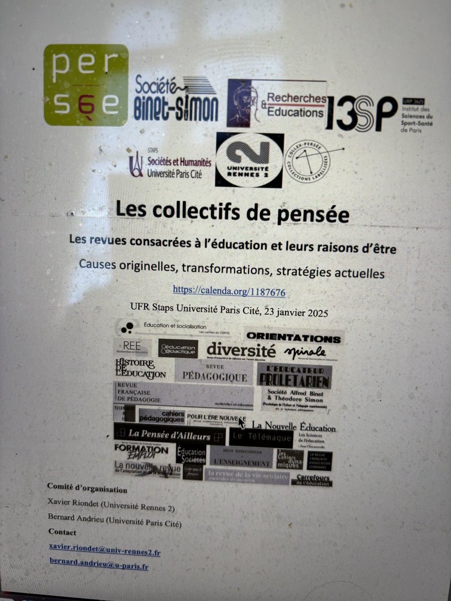 Lancement du colloque Les collectifs de pensée ⁦<a href="/XavierRiondet/">Xavier Riondet</a>⁩ ⁦<a href="/univ_paris_cite/">Université Paris Cité</a>⁩ ⁦<a href="/Labo_I3SP/">Institut Sport-Santé</a>⁩ ⁦<a href="/RecherchesEduc/">RecherchesEducations</a>⁩ ⁦<a href="/PerseeFr/">Persée</a>⁩