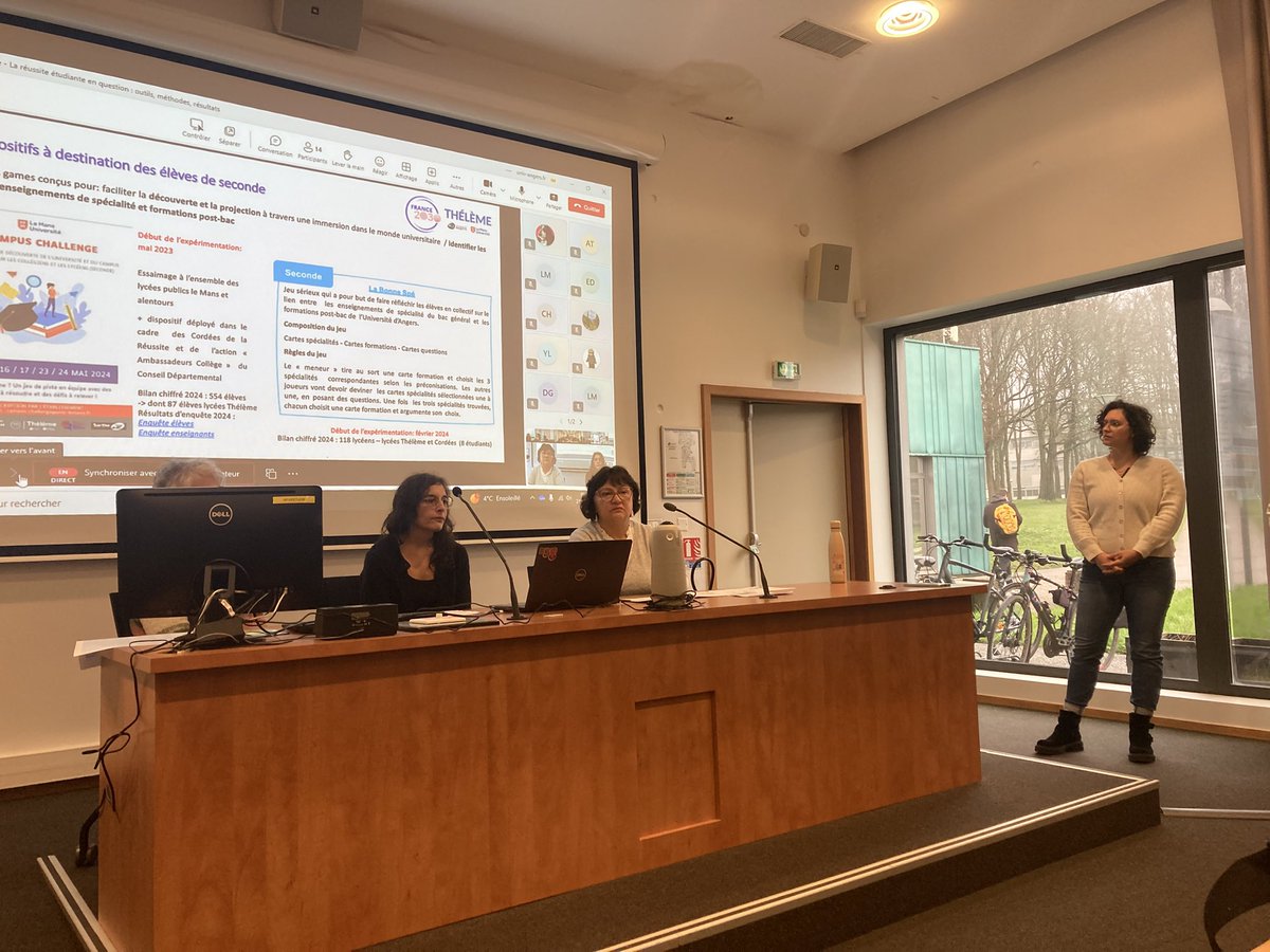 UnivAngers's tweet image. Aujourd’hui séminaire #Thélème commun UA et @LeMansUniv sur le bilan des actions et outils mis en place sur tout ce qui touche à la liaison lycées université. Plusieurs témoignages s’enchaînent. Pour Angers 1500 lycéens ont bénéficié de ces dispositifs en 2023/24 #NCU #France2030