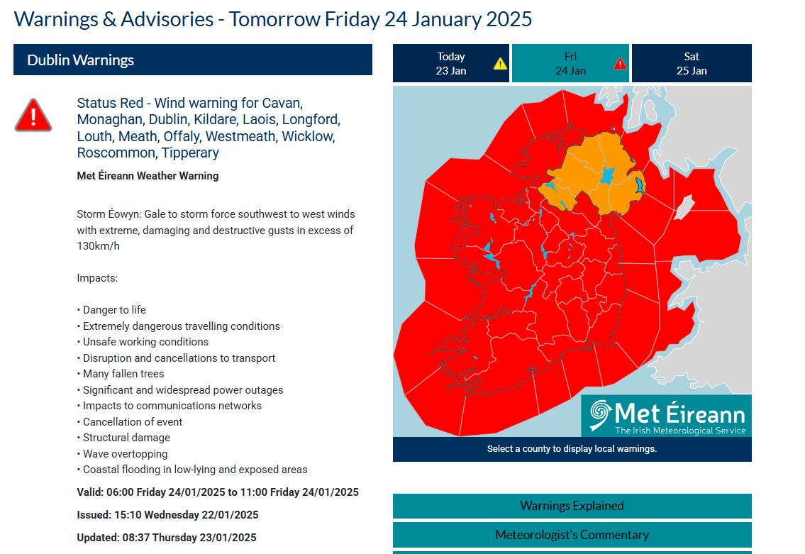 D8CEC's tweet photo. Centre will close Friday 24th January, due to Red Weather Warning, all classes cancelled! https://t.co/PfkOHKuhVN