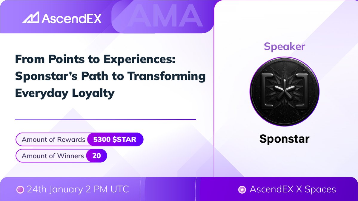 ama_tracker's tweet image. 🎉Don&apos;t miss AMA session from @AscendEX_ with @sponstar_io!
   
#AscendEX is a digital asset trading platform.
#Sponstar is the Uber of Sponsorship, revolutionizing brand loyalty and sponsorships with blockchain fractionalization &amp;amp; gamification powered by data, AI &amp;amp; $STAR

📅…