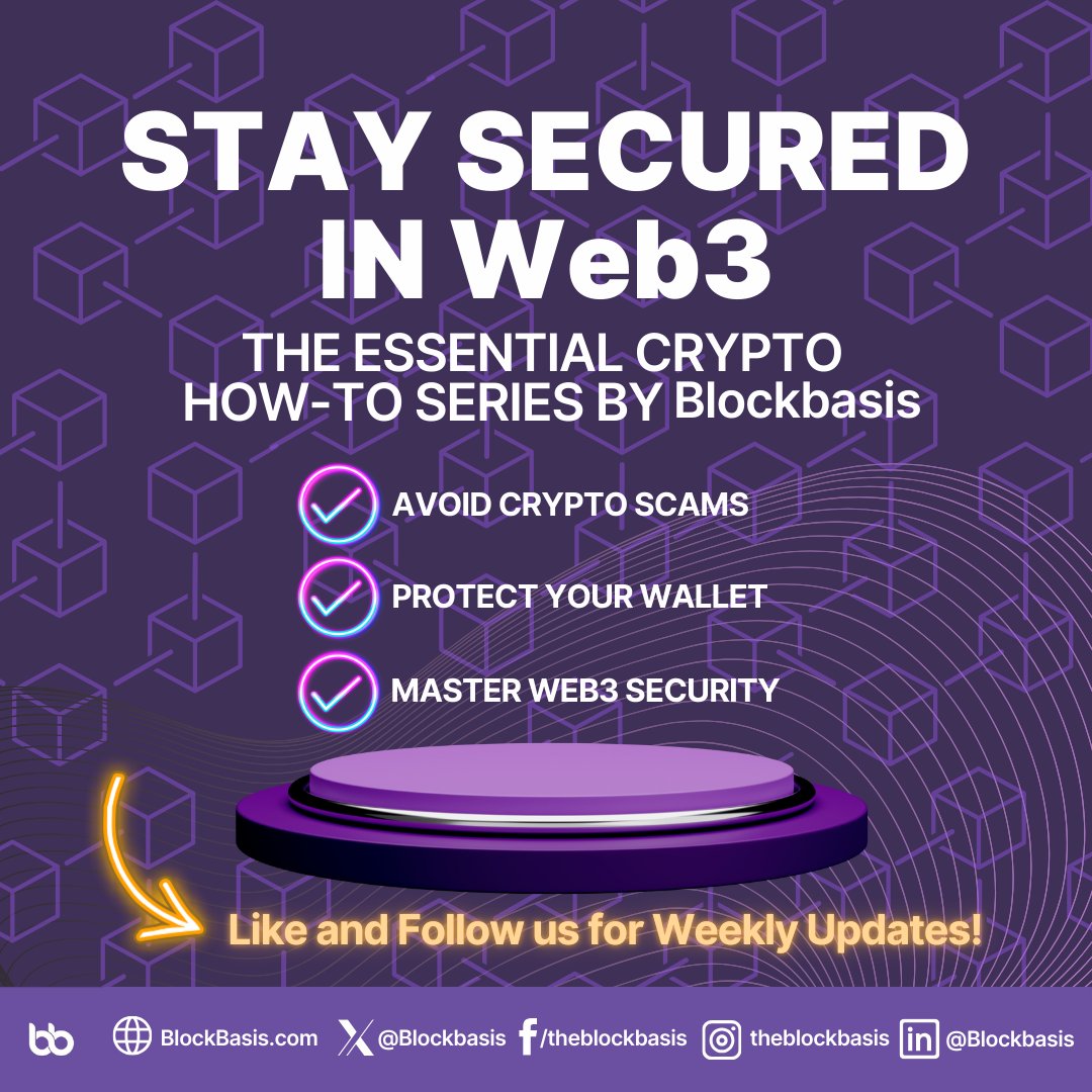 Blockbasis's tweet photo. 🚨 New Series Alert! 🚨
💡 Master crypto security with "Stay Secure in Web3" by BlockBasis!
🔒 Learn to:
✅ Buy crypto safely
✅ Spot fake apps/sites
✅ Avoid scams
✅ Protect your wallet
🎥 Ep. 1 drops soon. Follow us! 💪
#CryptoSecurity #Web3Tips #StaySecureInWeb3 https://t.co/2ToKvXmT9r