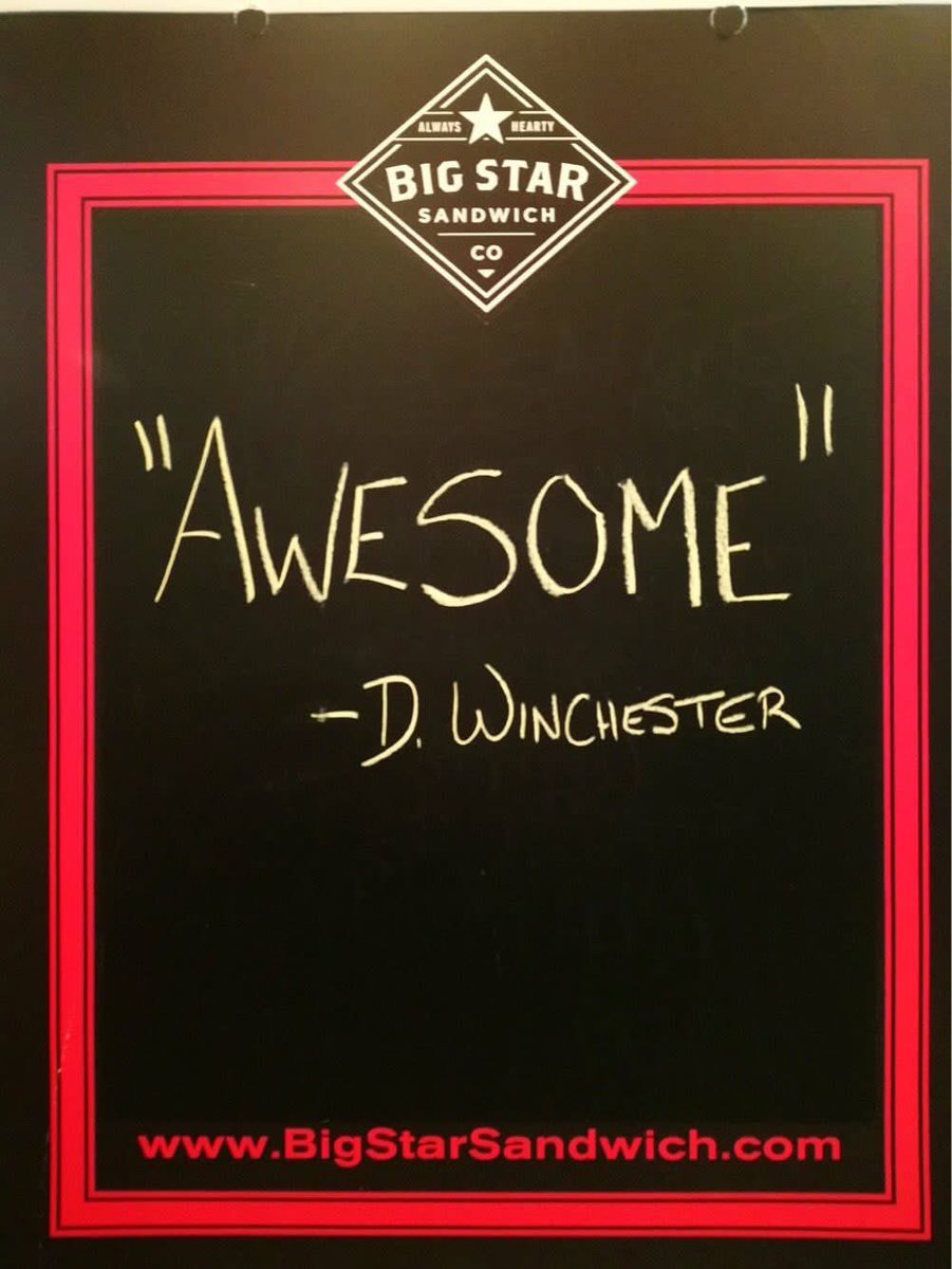 suebsg9's tweet photo. From Big Star Sandwich Co: In the mood for a #supernatural -ly good sandwich? #DeanWinchester eats the No.4! #alwayshearty https://t.co/RDYh1tM6sY
Posted 1/23/18 - 7 years ago today @JensenAckles #Supernatural https://t.co/nbwQXNjH9y
