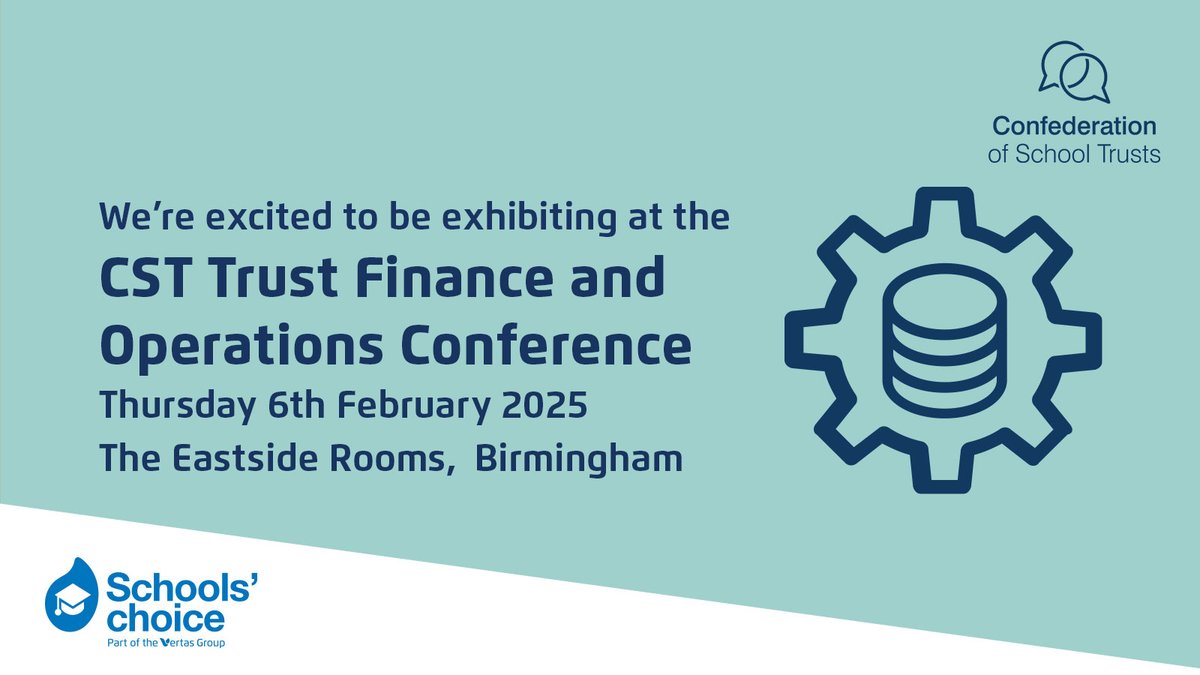 We’re excited to be exhibiting at this year’s #CSTFinOps Conference 2025! Come and speak to our experts on stand 31 to find out more about the variety of education management services Schools' Choice has to offer. <a href="/CSTvoice/">Confederation of School Trusts</a>

Find out more: bit.ly/40pGuRF.