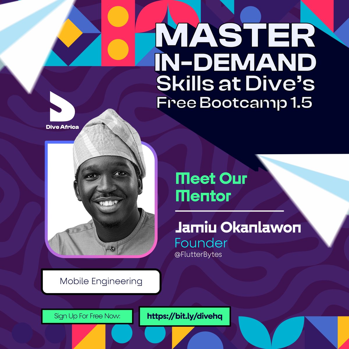 TrydiveHq's tweet photo. Meet our Mobile Engineering Mentor: Jamiu Okanlawon!

With 6+ years of experience, He is a Flutter GDE and the founder of FlutterBytes. He specializes in Flutter, Dart, Kotlin, Swift, and more, and is currently a Flutter Engineer at @OneRoofapp .

Sign up: https://t.co/9PGzN6b481 https://t.co/fBYqyMmMKc
