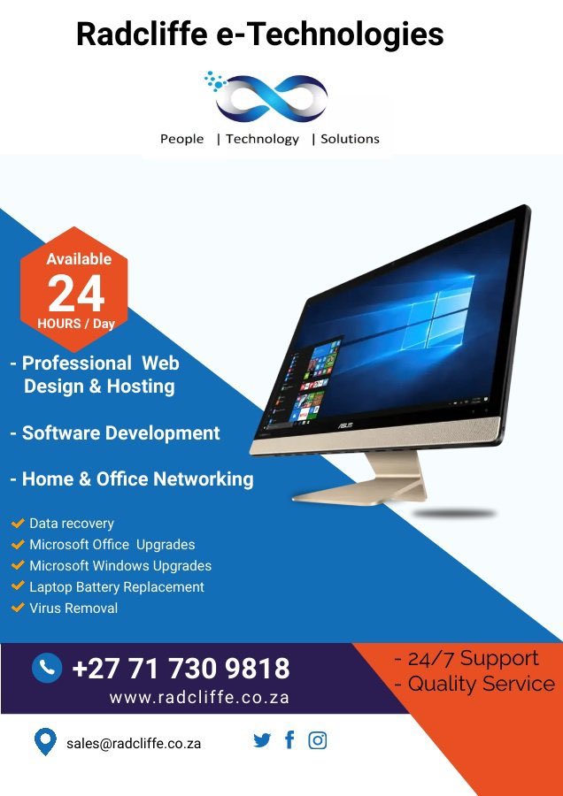 RadcliffeeTech2's tweet photo. @_Hybreed_ R1499-00 once off 
unlimited Email  Accounts
Free Domain registration
24/7 support
99.9% uptime

Web    : https://t.co/5MBD7UU0CU
Email. : hosting@radcliffe.co.za
Phone : 00 27 71 730 9818 https://t.co/Wd7TkzNGrz