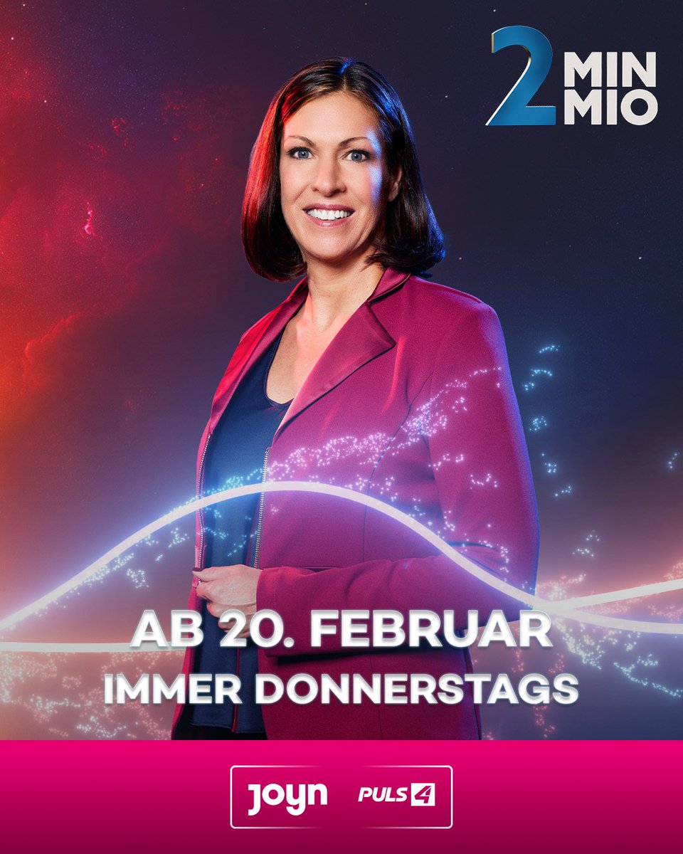 puls4's tweet photo. „2 Minuten 2 Millionen“ kehrt zurück – und das größer denn je! 🚀
Die neue Staffel voller Rekorde startet ab 20. Februar 2025 - am neuen Sendeplatz 📺 Immer donnerstags um 20:15 Uhr auf @joynoesterreich & @puls4!
#2m2m #2min2mio #puls4 #joyn #joynat #neuestaffel https://t.co/7nBnEuWfcp
