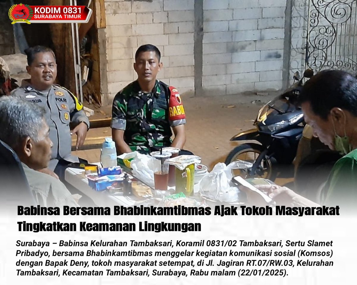 KodimTimur's tweet photo. Babinsa Bersama Bhabinkamtibmas Ajak Tokoh Masyarakat Tingkatkan Keamanan Lingkungan.
https://t.co/ZloeVRhl09 https://t.co/Pe2qql5XLS