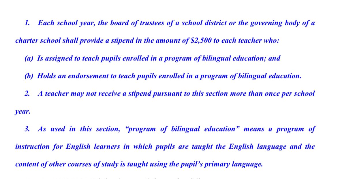 ExtraAdmin's tweet photo. Tonight, I am submitting my first BDR to support bilingual education by providing a stipend to teachers that teach in students’ native languages. Bilingual ed takes a lot of work in regard to translating curriculum.

TY @NevadaAG @CinthiaMooreNV (joint sponsor) @EdgarFloresNV. ❤️ https://t.co/Dl81B9bOwN