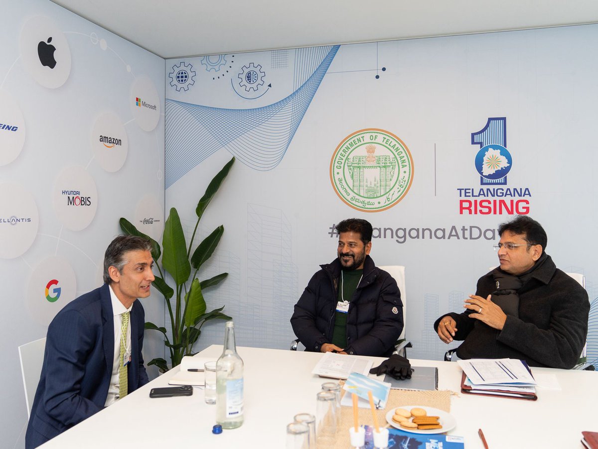 TGgovtruling's tweet photo. The Government of #Telangana and Wipro Limited have reaffirmed their #partnership to boost the #technology sector and create more jobs in the state with #Wipros campus expansion in #Gopanapally #Hyderabad. #RishadPremji with Hon’ble Chief Minister @revanth_anumula @wef #Davos https://t.co/wGeelcqBsO