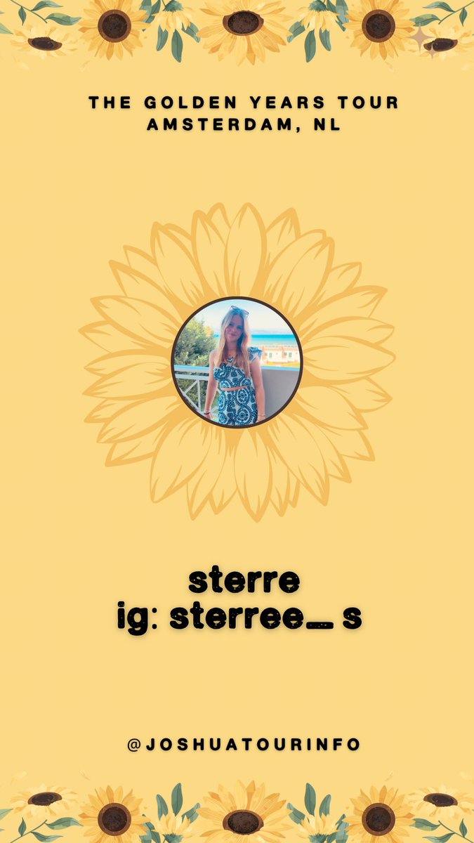 JoshuaTourInfo's tweet photo. Don’t forget to head over to our Instagram Stories (@JoshuaTourInfo) for an inside look at the Amsterdam show, courtesy of @itsseppee, @bad4bassett, and Sterre!🌻 

#TheGoldenYearsTour 
#TheGoldenYearsTourAmsterdam https://t.co/Bg51y0wT30