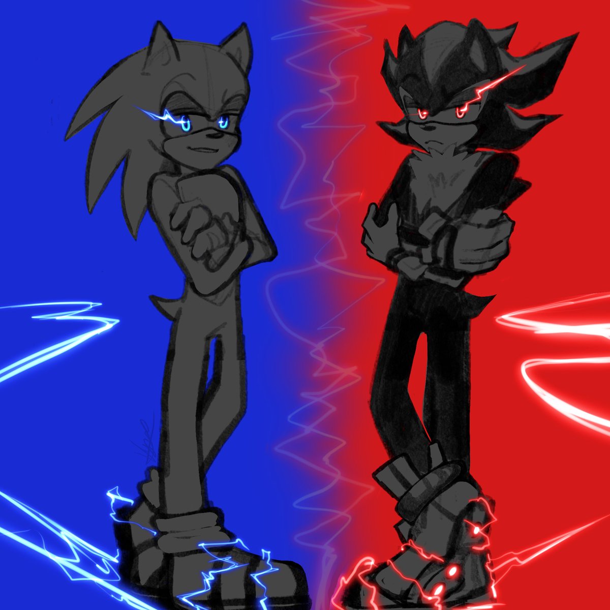 Katfox4000's tweet photo. Here’s the full drawing! #SonicTheHedgehog #ShadowTheHedgehog #SonicvsShadow #sonadow https://t.co/E9OjtHTEx9