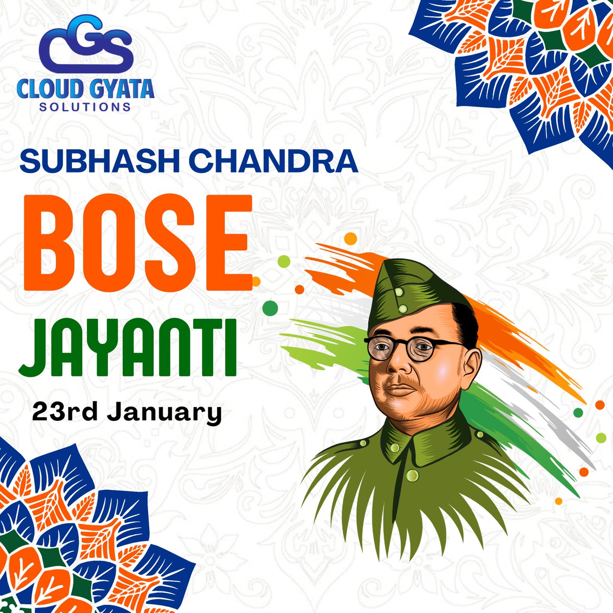 cloudgyata's tweet image. ✨Honoring Netaji Subhash Chandra Bose ✨

Cloud Gyata Solutions celebrates the visionary leader. We drive digital transformation, empowering success with innovation. 🚀

𝗚𝗶𝘃𝗲 𝗺𝗲 𝗯𝗹𝗼𝗼𝗱, 𝗮𝗻𝗱 𝗜 𝘄𝗶𝗹𝗹 𝗴𝗶𝘃𝗲 𝘆𝗼𝘂 𝗳𝗿𝗲𝗲𝗱𝗼𝗺.&quot; Let’s lead with bold ideas! 💡