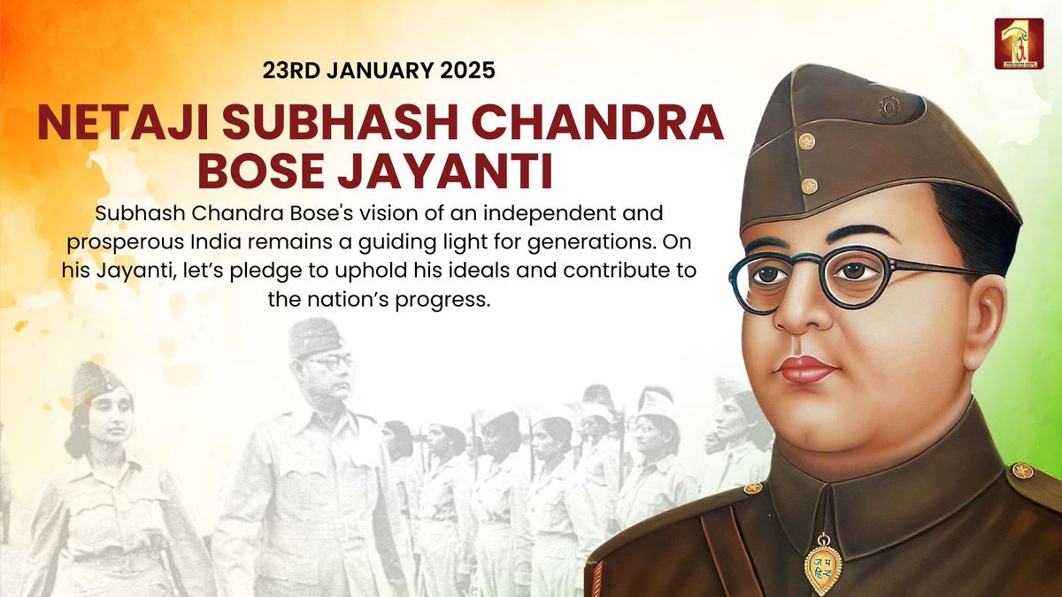 DSSNewsUpdates's tweet photo. Netaji’s call, 'Give me blood, and I will give you freedom,' awakened the soul of the nation and inspired youth to march courageously towards a democratic, independent and unified India. Honoring the life and legacy of Netaji on his birth anniversary. 
#NetajiJayanti #NetajiSubhashChandraBose