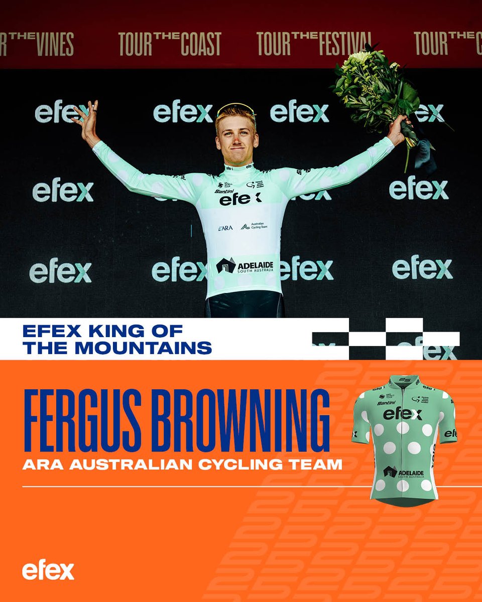 tourdownunder's tweet image. 💚: efex King of the Mountain Jersey: Fergus Browning | @AusCyclingTeam 

#TourDownUnder #CouchPeloton

@SantosLtd @efex_IT @SANTINI_SMS @UCI_cycling @7Sport