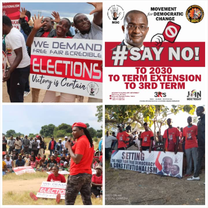 ChanzaChavengwa's tweet photo. *"What we need are electoral reforms and a free, fair and credible election in 2028, not a term extension," MDC youth Chairperson, Albert Chidakwa.*
*#NoTo2030*
*#NoToTermExtension*
*#DefendTheConstitution* https://t.co/jk3uPOCQCJ