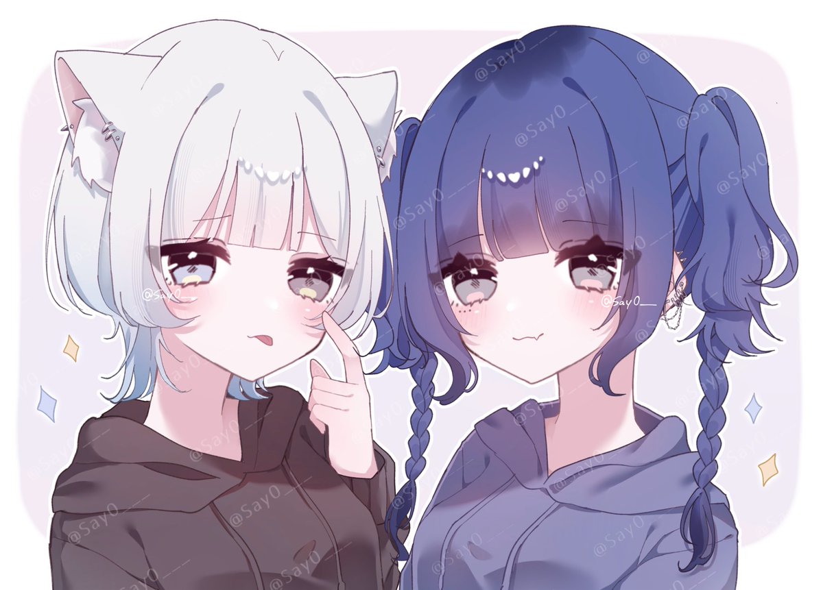 簡易ペア画🤍🩵 #有償依頼 #有償イラスト