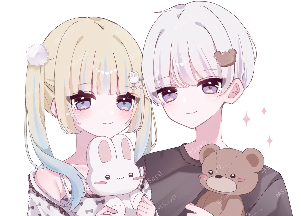 簡易ペア画🤍🩵 #有償依頼 #有償イラスト