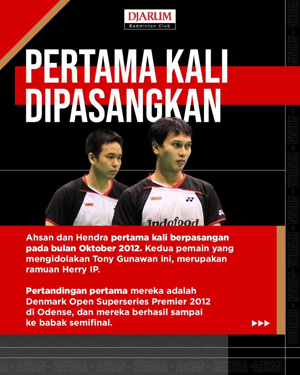 PBDjarum's tweet photo. Dipersatukan, berpisah, lalu bersatu kembali! Definisi jodoh gak kemana-mana nih, Sobat! ❤

Buat yang pengen tahu kapan ‘The Daddies’ pertama kali dipasangkan sampai sekarang memutuskan pensiun bareng, Mimin rangkum di sini, yah! 🙏

#ThankYouTheDaddies #ThankYouDaddies #TeruskanSemangatBersama #TeruskanSemangatJuara