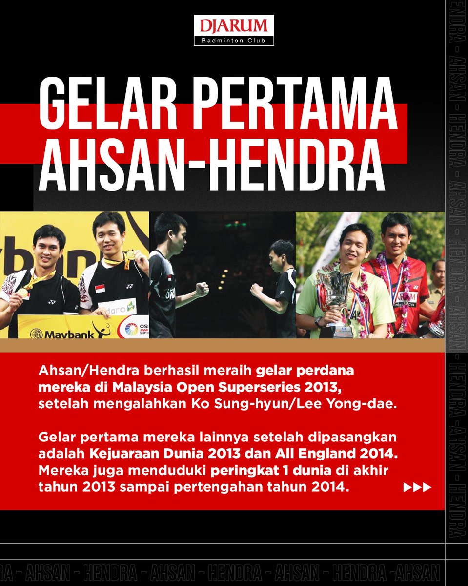 PBDjarum's tweet photo. Dipersatukan, berpisah, lalu bersatu kembali! Definisi jodoh gak kemana-mana nih, Sobat! ❤

Buat yang pengen tahu kapan ‘The Daddies’ pertama kali dipasangkan sampai sekarang memutuskan pensiun bareng, Mimin rangkum di sini, yah! 🙏

#ThankYouTheDaddies #ThankYouDaddies #TeruskanSemangatBersama #TeruskanSemangatJuara