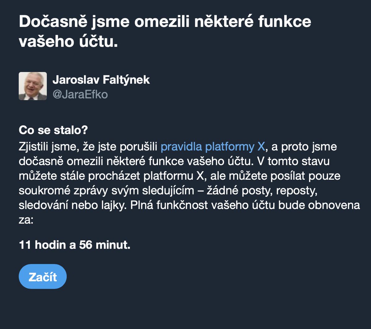 Winston_Smiths's tweet photo. Tak za tohle teď blokuje X...

Myslím, že já i Efko na X končí, tohle fakt není svoboda slova, tohle je konec USA... https://t.co/Fdpr9O2Gcc
