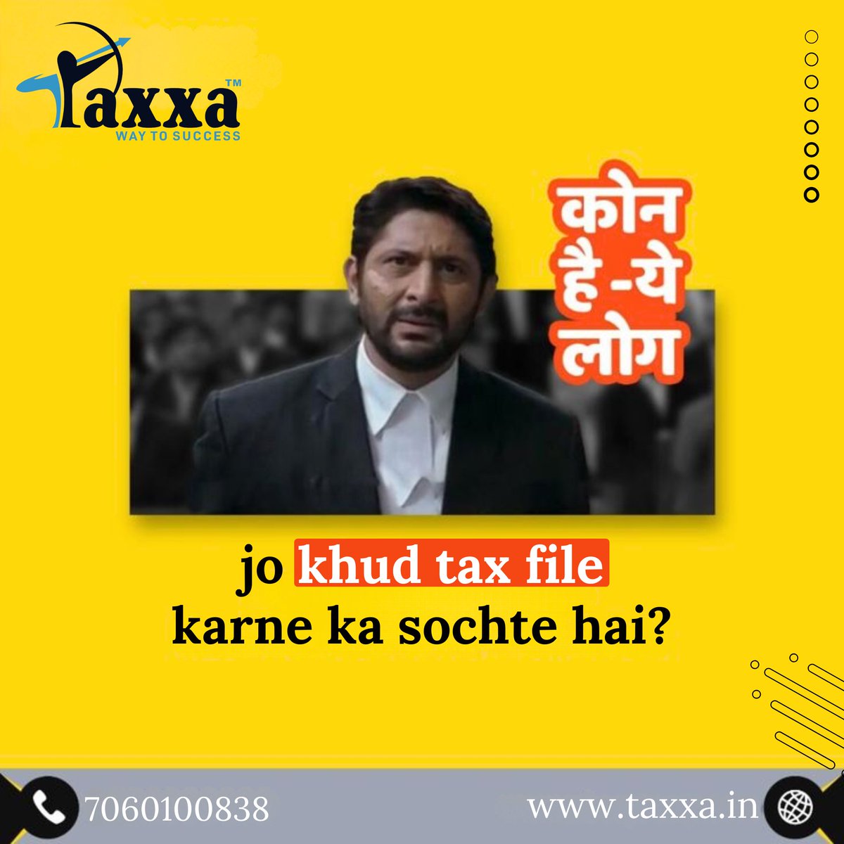 TaxxaIndia's tweet photo. Kon hai ye log jo khud tax file karte hain? 😂 Tax ka stress? Taxxa ka solution! 
.
📞 +91 7060100838
🌐 https://t.co/hw78cHT2PI
.
#Taxxa #TaxMadeEasy #TaxFilingSimplified #NoMoreStress #SmartFinance #TaxTime #FinancialFreedom #TrendingMeme https://t.co/zNED49LgoH