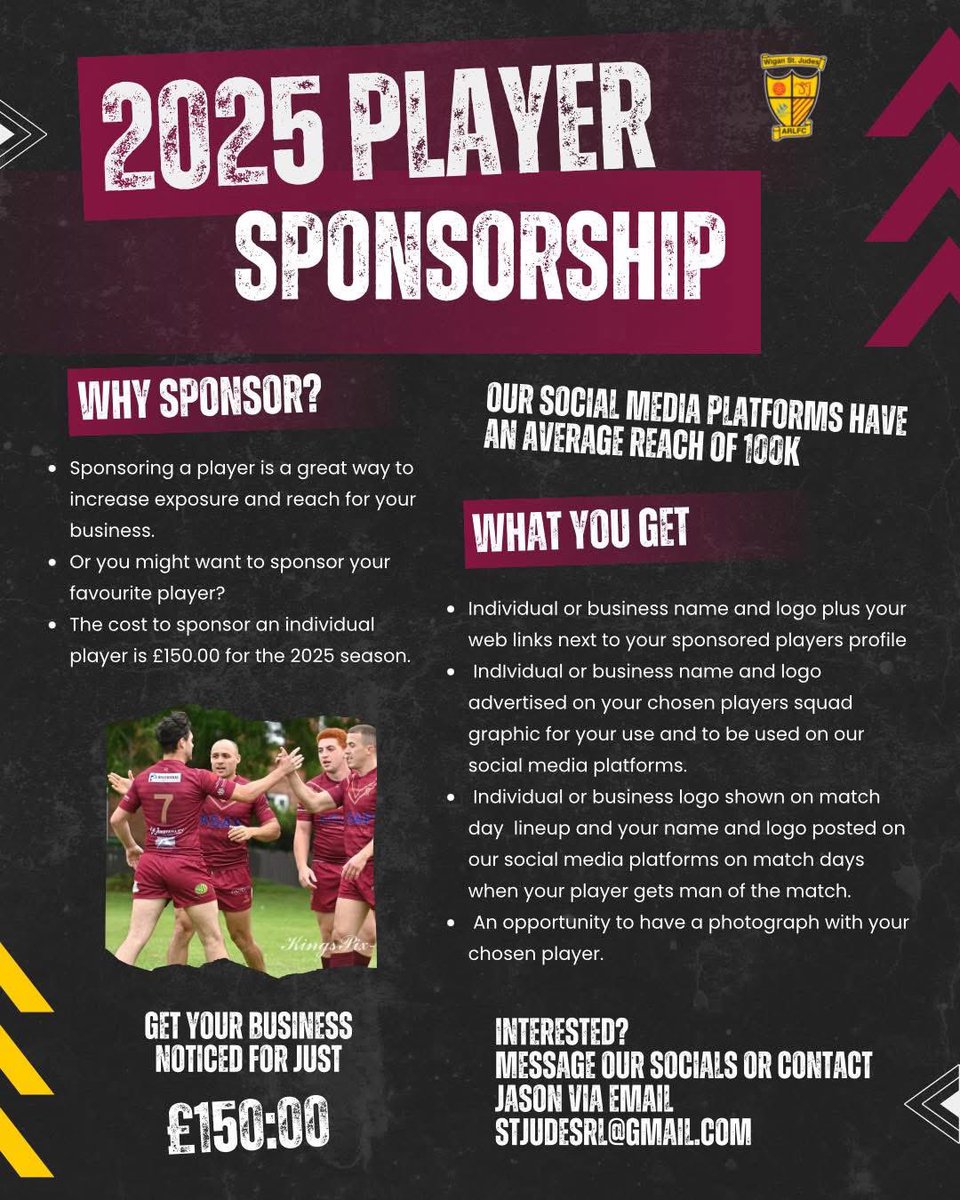 Wigan St Judes ARLFC (@stjudesofficial) on Twitter photo ๐จ ๐ฃ๐๐๐ฌ๐๐ฅ ๐ฆ๐ฃ๐ข๐ก๐ฆ๐ข๐ฅ๐ฆ๐๐๐ฃ ๐ข๐ฃ๐ฃ๐ข๐ฅ๐ง๐จ๐ก๐๐ง๐๐๐ฆ ๐จ
Your 2025 NCL & NWML player sponsor opportunities are now open.
Get in touch and get your business or individual names down next to your favourite players before they get snapped up! ๐จ ๐ฃ๐๐๐ฌ๐๐ฅ ๐ฆ๐ฃ๐ข๐ก๐ฆ๐ข๐ฅ๐ฆ๐๐๐ฃ ๐ข๐ฃ๐ฃ๐ข๐ฅ๐ง๐จ๐ก๐๐ง๐๐๐ฆ ๐จ
Your 2025 NCL & NWML player sponsor opportunities are now open.
Get in touch and get your business or individual names down next to your favourite players before they get snapped up!
