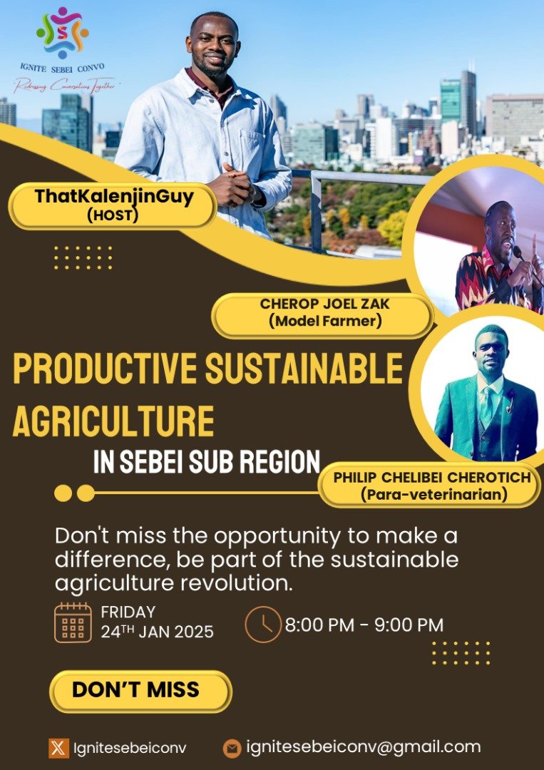 IgniteSebeiConvo (@ignitesebeiconv) on Twitter photo Join us for an enlightening discussion on Productive Sustainable Agriculture in the Sebei Sub-Region! Together, let’s explore strategies for growth, sustainability, and impact.
X space link;
x.com/i/spaces/1lPJq…
<a href="/IgniteSebeiConv/">IgniteSebeiConvo</a> <a href="/EmmanuelKhashar/">ThatKalenjinGuy🇺🇬🇯🇵</a> <a href="/CheropZak/">joel cherop zak</a> Join us for an enlightening discussion on Productive Sustainable Agriculture in the Sebei Sub-Region! Together, let’s explore strategies for growth, sustainability, and impact.
X space link;
x.com/i/spaces/1lPJq…
<a href="/IgniteSebeiConv/">IgniteSebeiConvo</a> <a href="/EmmanuelKhashar/">ThatKalenjinGuy🇺🇬🇯🇵</a> <a href="/CheropZak/">joel cherop zak</a>