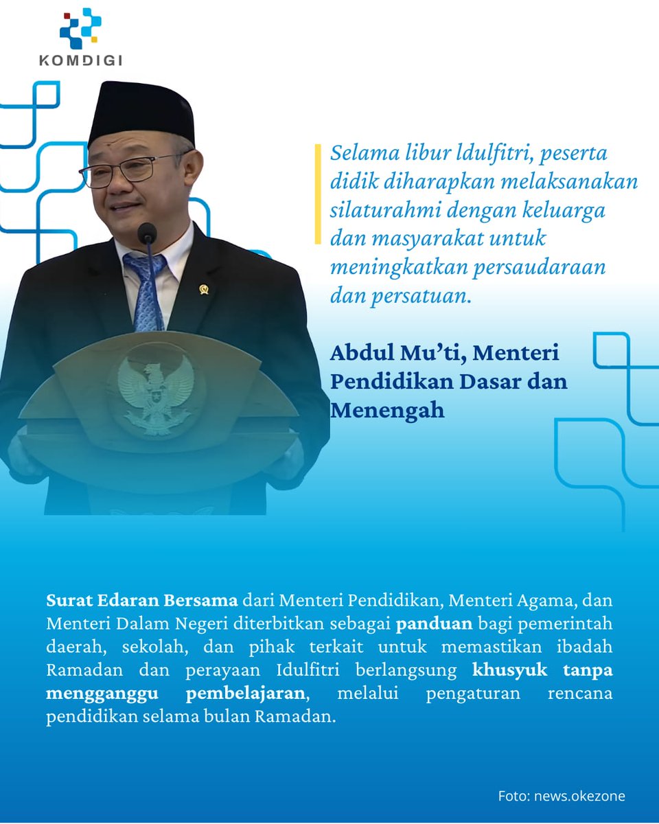 hellorubika's tweet photo. Pemerintah telah menetapkan jadwal pembelajaran selama Ramadan 2025 melalui Surat Edaran (SE) Menteri Pendidikan Dasar dan Menengah, Menteri Agama, dan Menteri Dalam Negeri. https://t.co/duP5651VGy