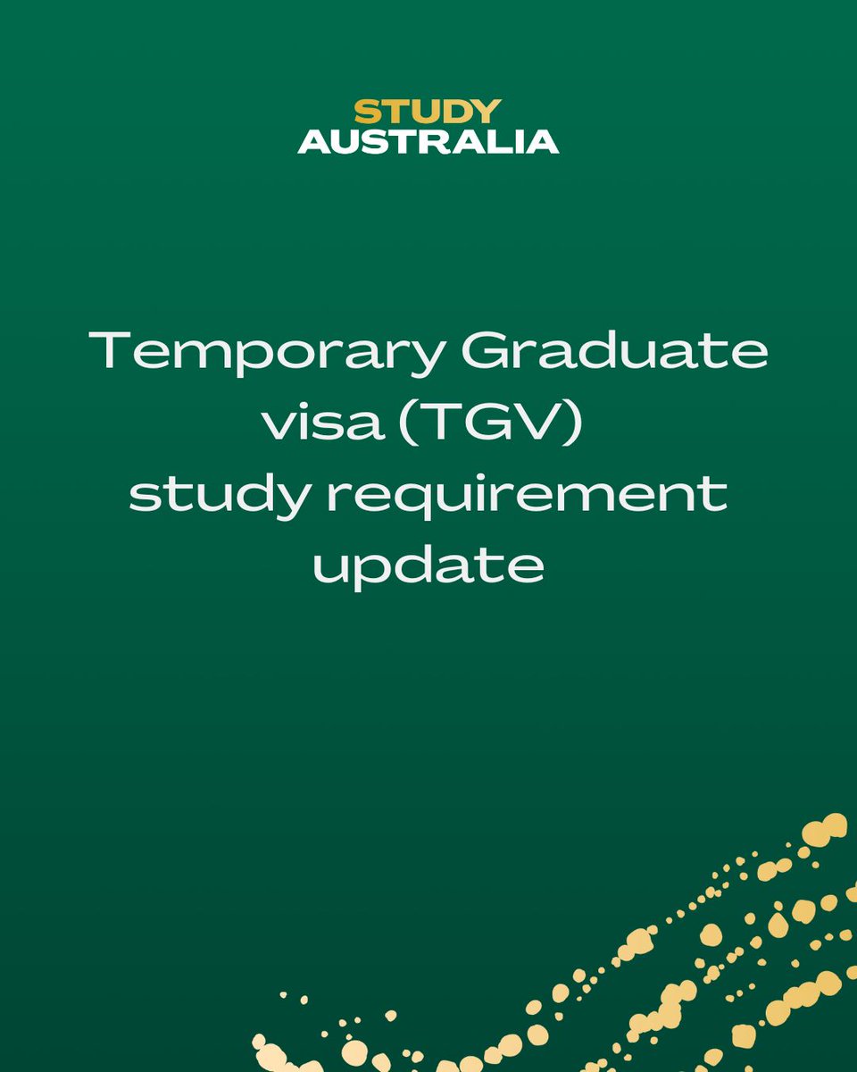 The study requirement for a Temporary Graduate visa (TGV) has changed for Graduate Certificate and Graduate Diploma holders. Learn more about the TGV streams ➤ ow.ly/KR6850ULtCE