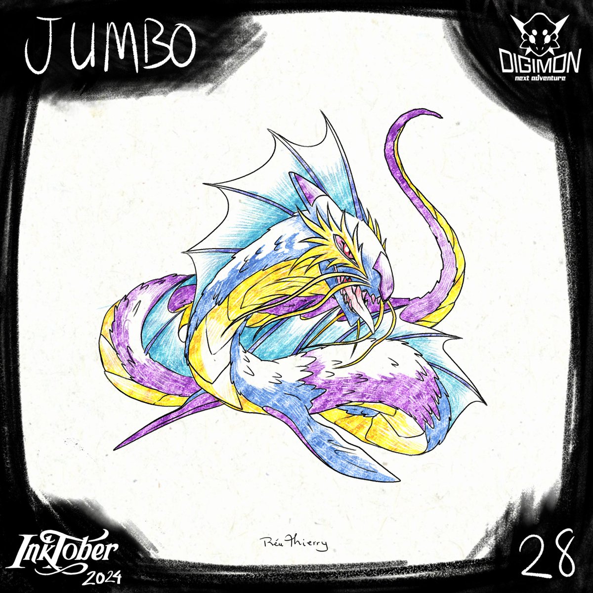 NextDigimon's tweet photo. 28 - Jumbo | A huge sea serpent Digimon.
I saw @carloromeroart's entrance to the @Monsters_Go challenge and I got very inspired!
My redraw of the #MonstersGoChloe is also a Digimon version. I hope you like it ♡
#DigimonNextAdventure
#Inktober #Inktober2024 #MonstersGo https://t.co/CCfQgqUoaF