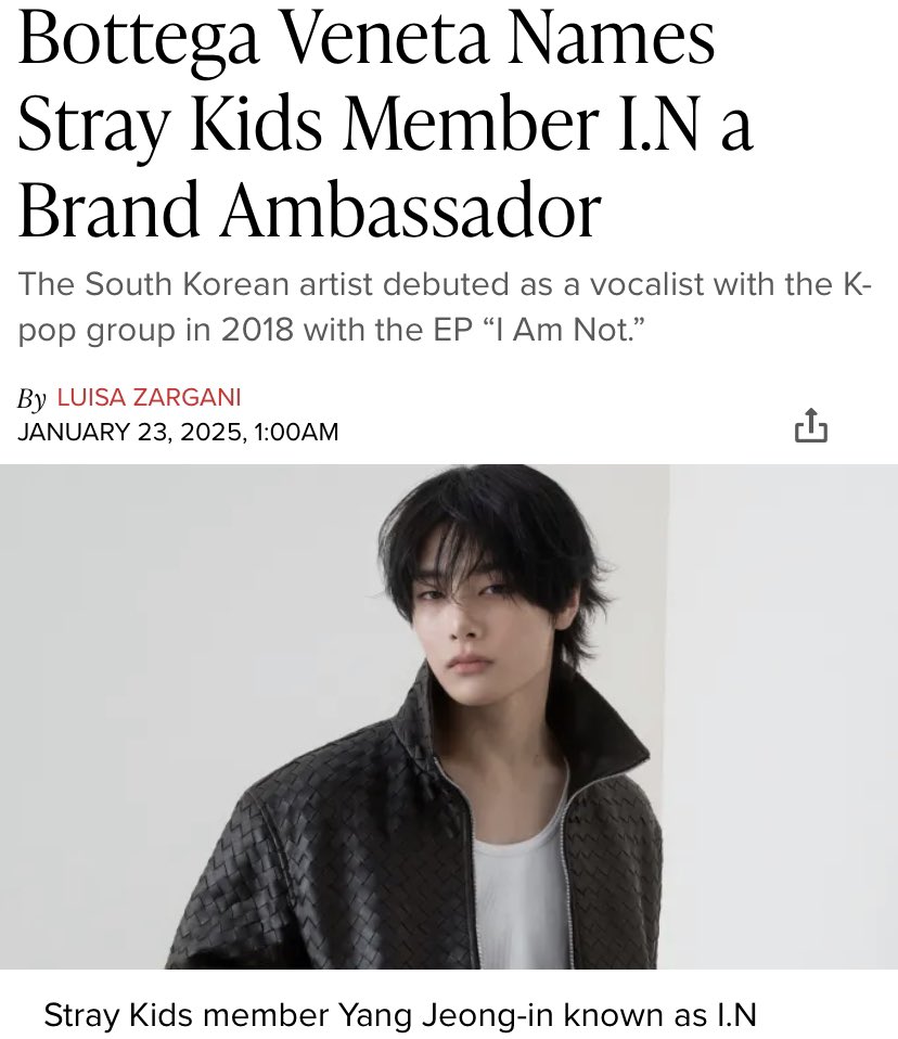 I.N AS BOTTEGA VENETA BRAND AMBASSADOR!
i.n: "i am honored to join bottega veneta as brand ambassador. as someone who loves fashion and knows the commitment it takes to master a craft, i am excited and inspired by bottega veneta's incredible artisanship and its spirit of