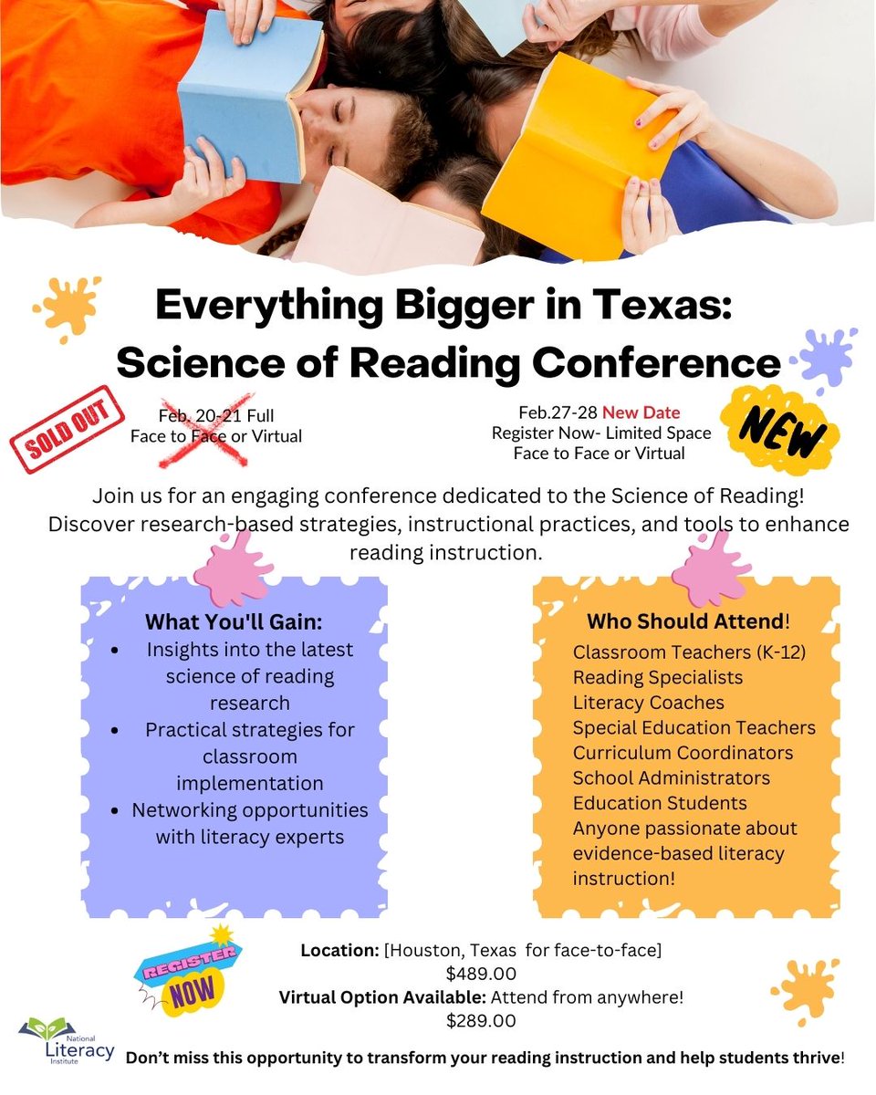 📢 Exciting Update: New Dates Added for the Science of Reading Conference!
Due to overwhelming demand, we’ve added new dates for the Science of Reading Conference! 🎉 Mark your calendars for February 27–28, and don’t miss this incredible opportunity to transform your teaching.