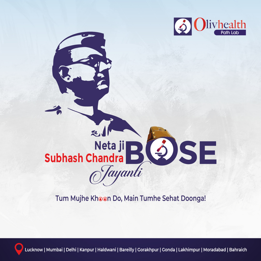 OlivHealthPath's tweet photo. On #SubhashChandraBoseJayanti, we honor his words: "Tum mujhe khoon do, main tumhe azaadi dunga." At #OlivhealthPathLab, we say, 'Tum mujhe khoon do, main tumhe sehat dunga.' Providing the freedom of good health with accurate diagnostics. #HealthWithCare #AzaadiThroughHealth https://t.co/4G33K2rit0