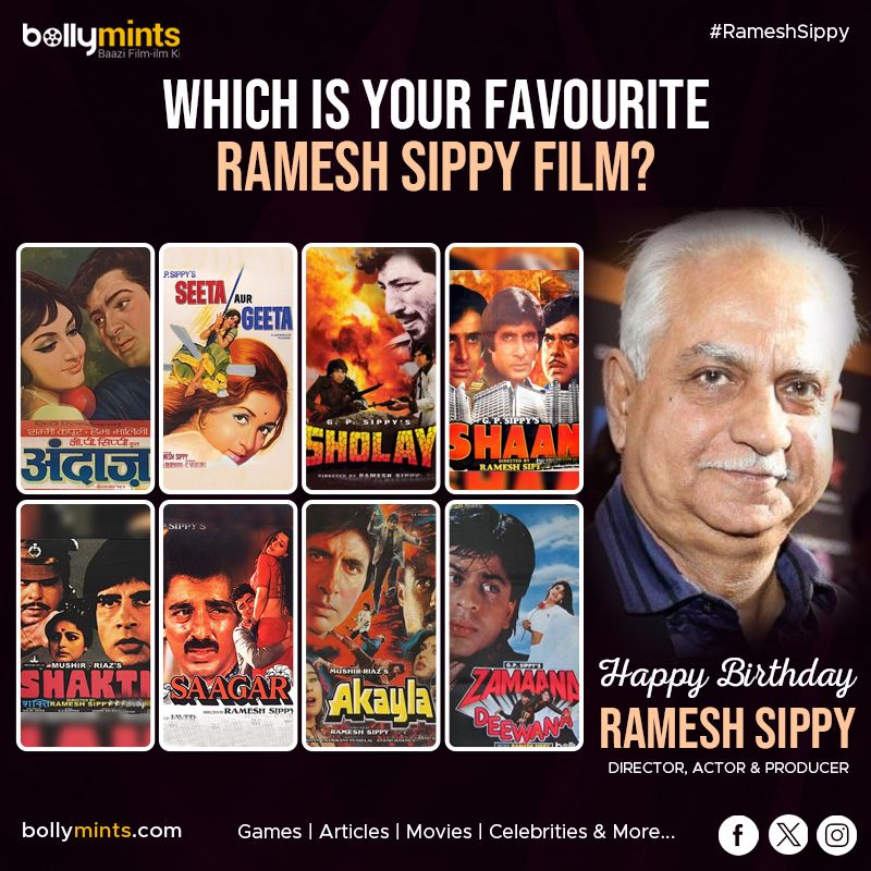 BollyMints's tweet photo. Wishing A Very Happy Birthday To Director &amp; Actor #RameshSippy Ji !
#HBDRameshSippy #HappyBirthdayRameshSippy #GPSippy #RohanSippy https://t.co/sUwtNfymrR