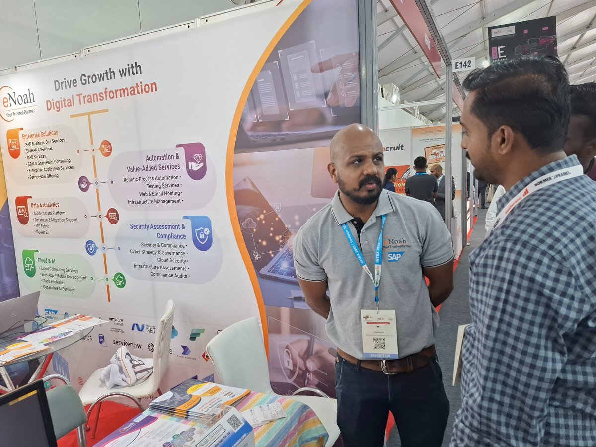 enoahisolution's tweet photo. Excited to be at #IMTEXTooltech 2025 at #BIEC, #Bengaluru ! ๐ Visit #eNoah at Hall 7, Booth E144 to explore #SAPBusinessOne #SME ERP, #S4HANA, and #IT services tailored for the #manufacturing industry. Letโs transform your business! #ManufacturingTech #ERP #IMTEX2025 https://t.co/A9Lbtg94pb